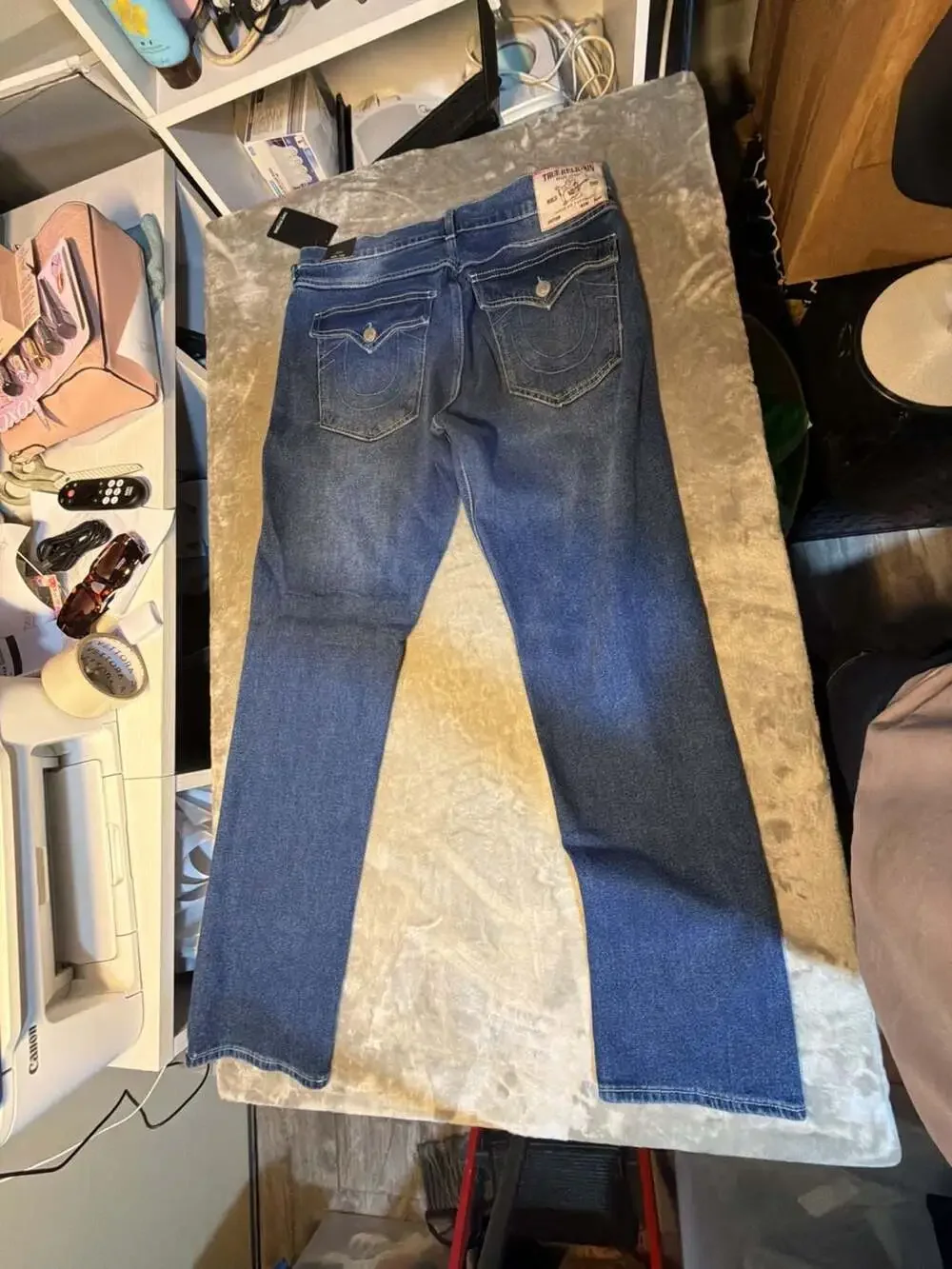 True Religion Geno Sn Flap Slim Jeans Medium Harmonious Wash Size 32
